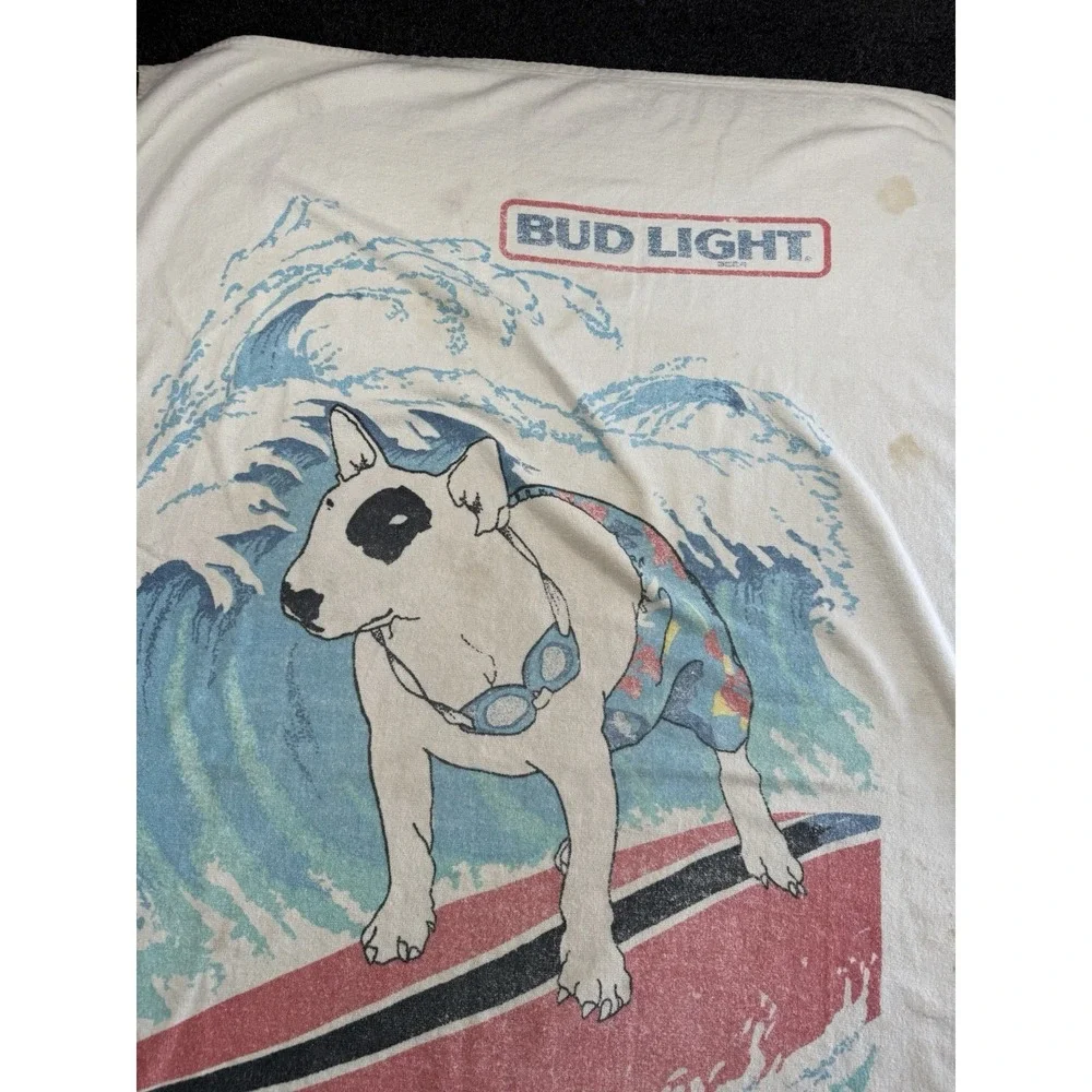 VTG 1988 Spuds MacKenzie Bud Light Surf Towel Beach Towel 34x57 USA